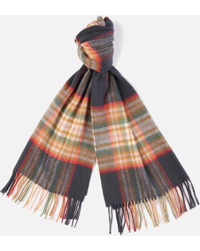 Barbour Lonnen Checked Wool Scarf - Blue