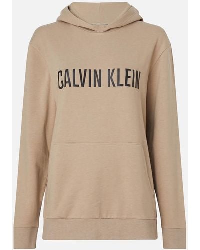 Calvin Klein Script Logo Hoodie - Natural
