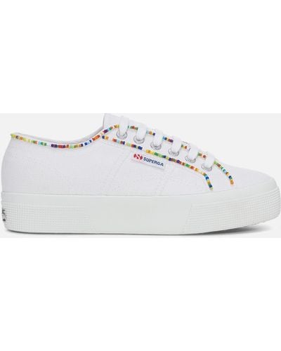 Superga 2740 Embellished Beaded Canvas Sneakers - White