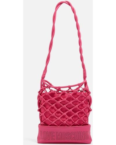 Love Moschino Net Detail Mini Jersey Tote Bag - Red