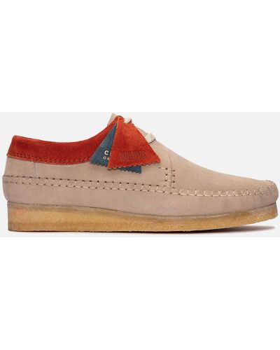 Clarks Weaver Suede Shoes - Red