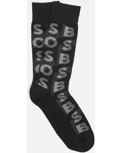 BOSS by HUGO BOSS Logo-jacquard Cotton-blend Socks - Black