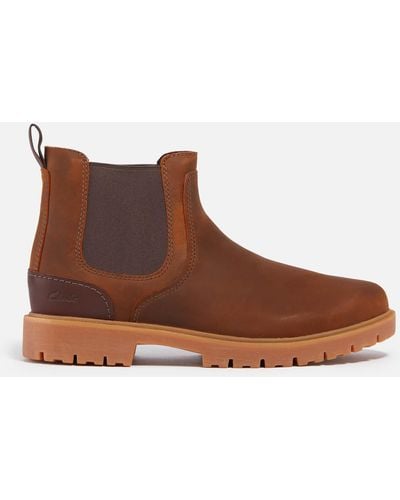 Clarks Rossdale Top Leather Boots - Braun