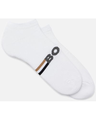 BOSS 2-pack Ribbed Cotton-blend Sneaker Socks - White