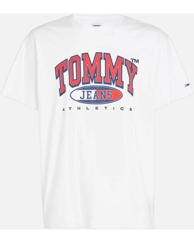 Tommy Hilfiger Relaxed Essential Logo-graphic Cotton-jersey T-shirt - White
