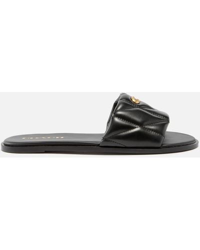 COACH Holly Quilted Leather Sandals - Black
