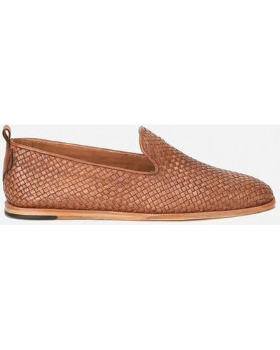 H by Hudson Men's Ipanema Weave Slip On Leather Shoes - Brown