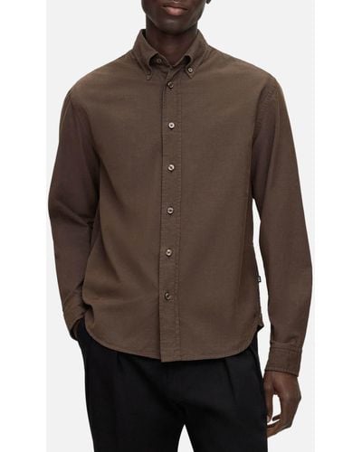 BOSS Cotton-blend Twill Shirt - Brown