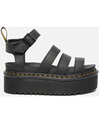 Dr. Martens Blaire Hydro Leather Platform Strap Sandals Black