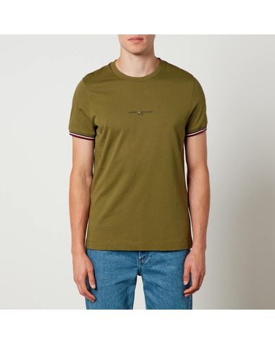 Tommy Hilfiger Tommy Logo Tipped Cotton-jersey T-shirt - Green