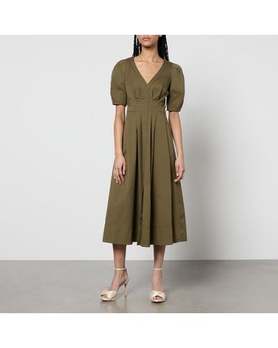 Ted Baker Ledra Puff Sleeve Cotton-Blend Midi Dress - Grün