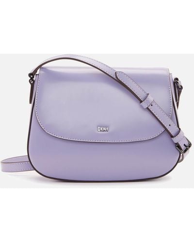 DKNY Ellie Logo Leather Shoulder Bag - Purple
