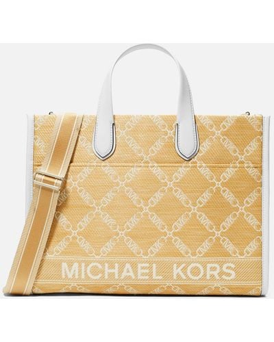 MICHAEL Michael Kors Gigi Large Grab Raffia Bag - Metallic