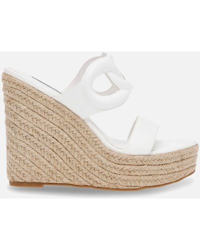 Steve Madden Settle Faux Leather Wedged Mules - White