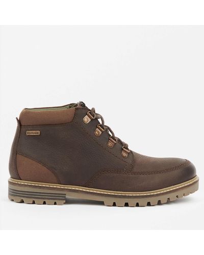 Barbour Fenton Lace-up Leather-blend Boots - Brown
