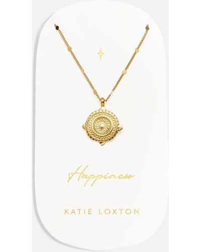 Katie Loxton Happiness Coin 18-karat Gold-plated Necklace - White