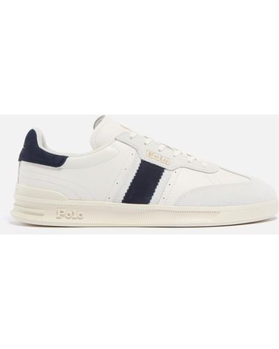 Polo Ralph Lauren Heritage Area Leather And Suede Trainers - Blue