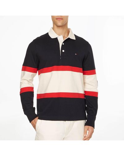 Tommy Hilfiger Striped Cotton Rugby Top - Red
