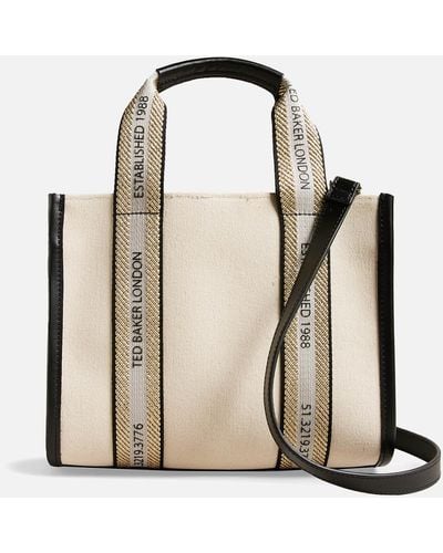 Ted Baker Georjea Branded Webbing Cotton-canvas Small Tote - Black