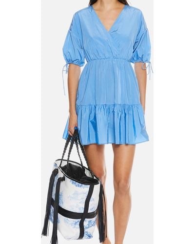 Ted Baker Suza Wrap-Effect Tiered Poplin Mini Dress - Blau