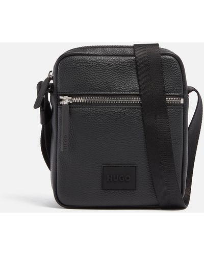 HUGO Ethon Faux Leather Messenger Bag - Black