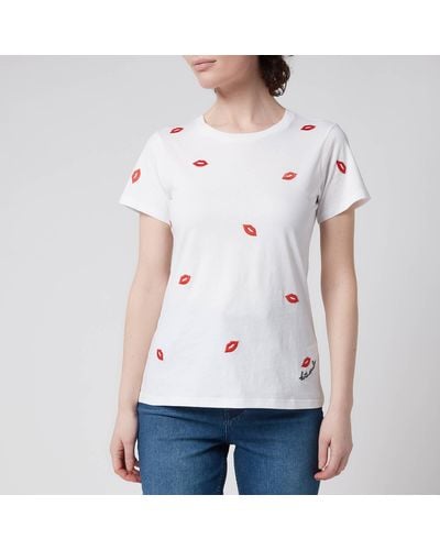 Kate Spade Embroidered Lips Tee - White