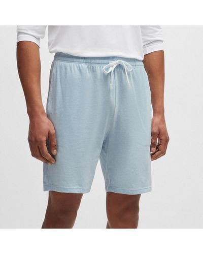 BOSS Mix&match Stretch Cotton-jersey Shorts - Blue