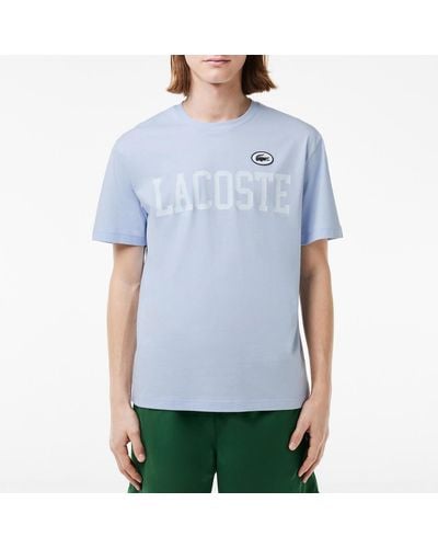 Lacoste Varsity Logo-print Cotton-jersey T-shirt - Blue