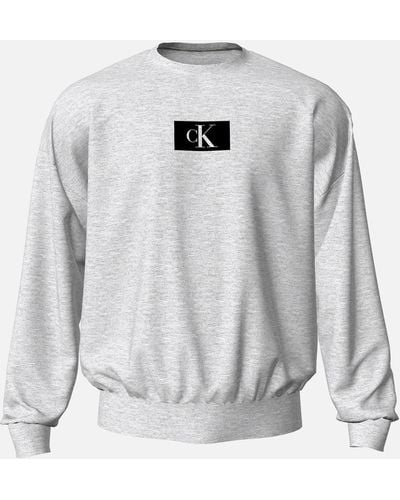 Calvin Klein Logo Lounge Cotton Sweatshirt - Grau
