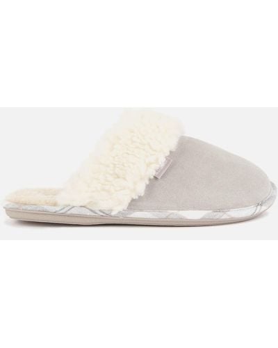Barbour Lydia Suede And Faux Fur-blend Mule Slippers - White