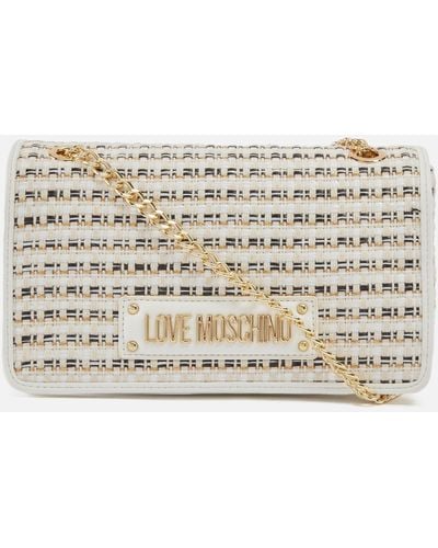 Love Moschino Mademoiselle Raffia And Faux Leather Bag - Metallic