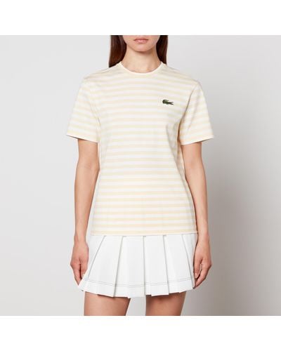 Lacoste Logo-appliqué Striped Cotton-jersey T-shirt - Natural