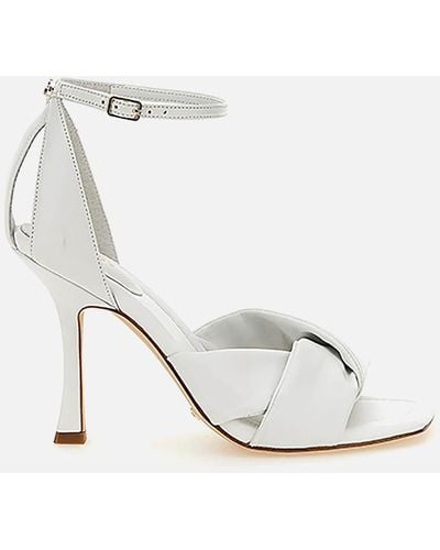 Guess Hyson Leather Heeled Sandals - White