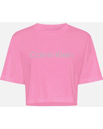 Calvin Klein Ss Cropped T-shirt - Pink