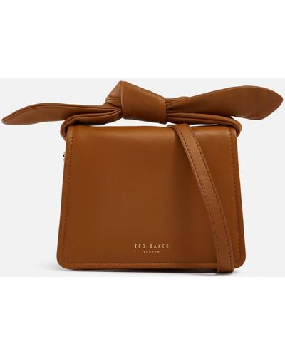 Ted Baker Niyah Bow Leather Mini Crossbody Bag - Brown
