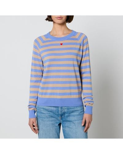 MAX&Co. Doberman Intarsia-striped Wool Sweater - Blue