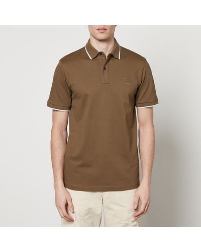 BOSS Passertip Cotton-blend Piqué Polo Shirt - Brown