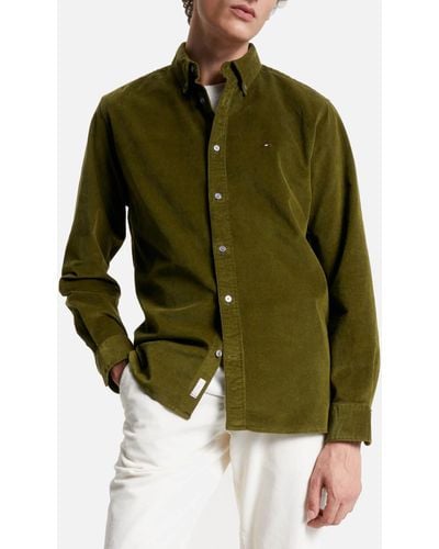 Tommy Hilfiger Flex Solid Corduroy Regular Fit Shirt - Green