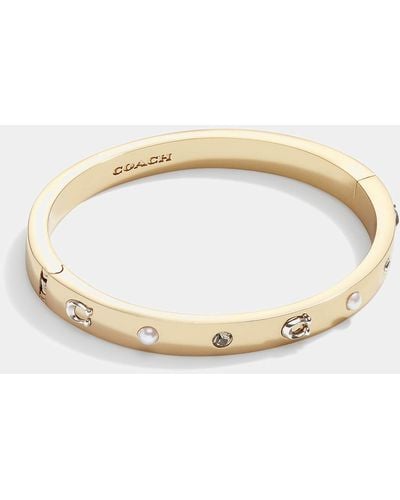 COACH Gold-tone, Faux Pearl And Crystal Bracelet - Metallic