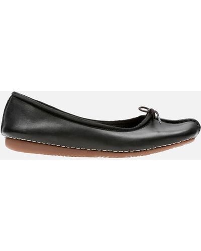 Clarks Freckle Ice Leather Ballet Flats - Black