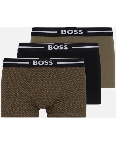 BOSS 3 Pack Bold Design Stretch Cotton-jersey Trunks - Black