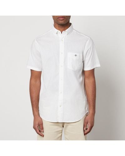 GANT Cotton-blend Linen Short Sleeved Shirt - White