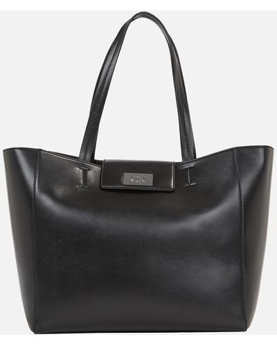 Calvin Klein Ck Push Faux Leather Medium Shopper Bag - Black