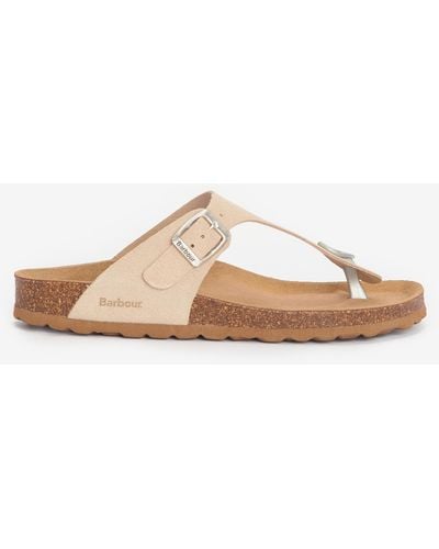 Barbour Margate Suede Toe Post Sandals - Natural