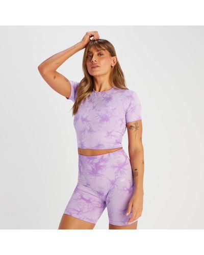 Mp Shape Seamless Short Sleeve Crop T-shirt - Purple