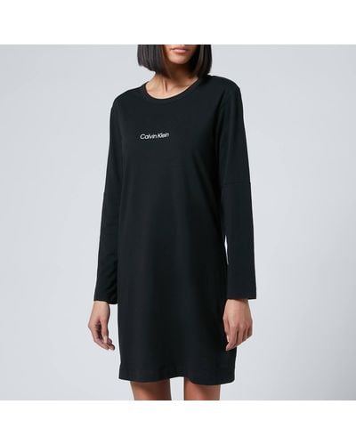 Calvin Klein Long Sleeve Nightshirt - Black
