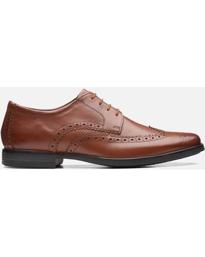 Clarks Howard Wing Leather Derby Shoes - Brown