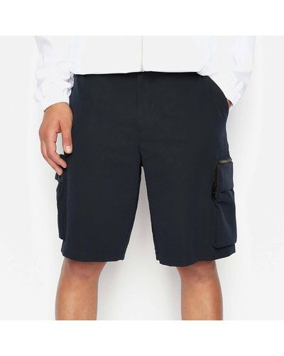 Armani Exchange Seersucker Zip Pocket Nylon Shorts - Blue