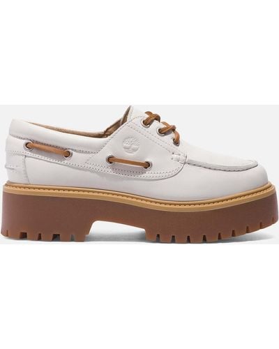 Timberland Stone Street Leather Boat Shoes - White