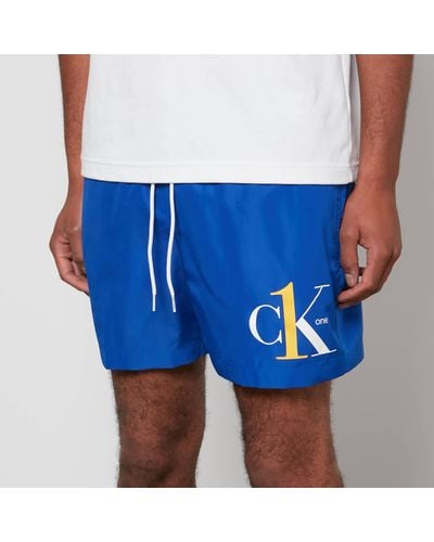 Calvin Klein Medium Length Drawstring Shell Swim Shorts - Blue